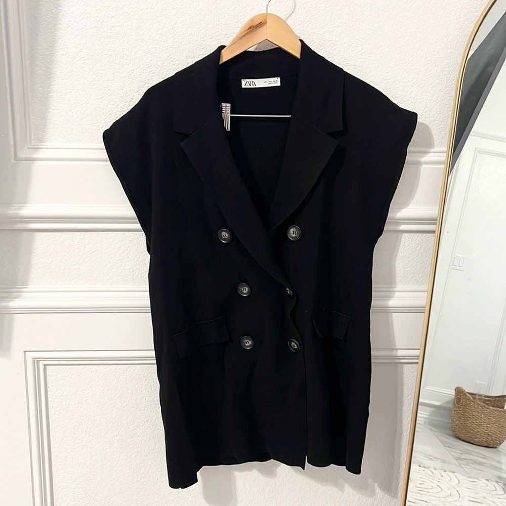 Zara Black Sweater Vest Big Buttons